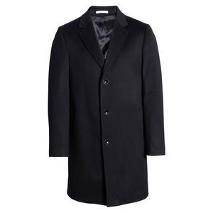 Men’s black wool/cashmere blend topcoat